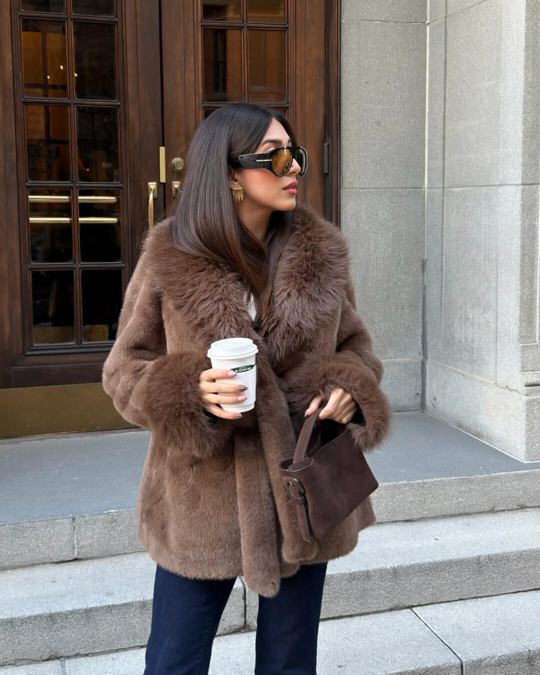 ZEYA - Carmina Faux Fur Trim Coat